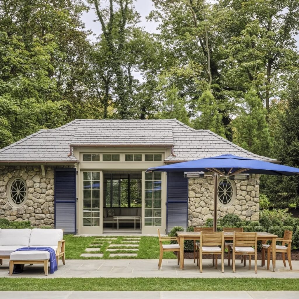 host in the heart of nature with this classic new england garden house, a perfect blend of charm