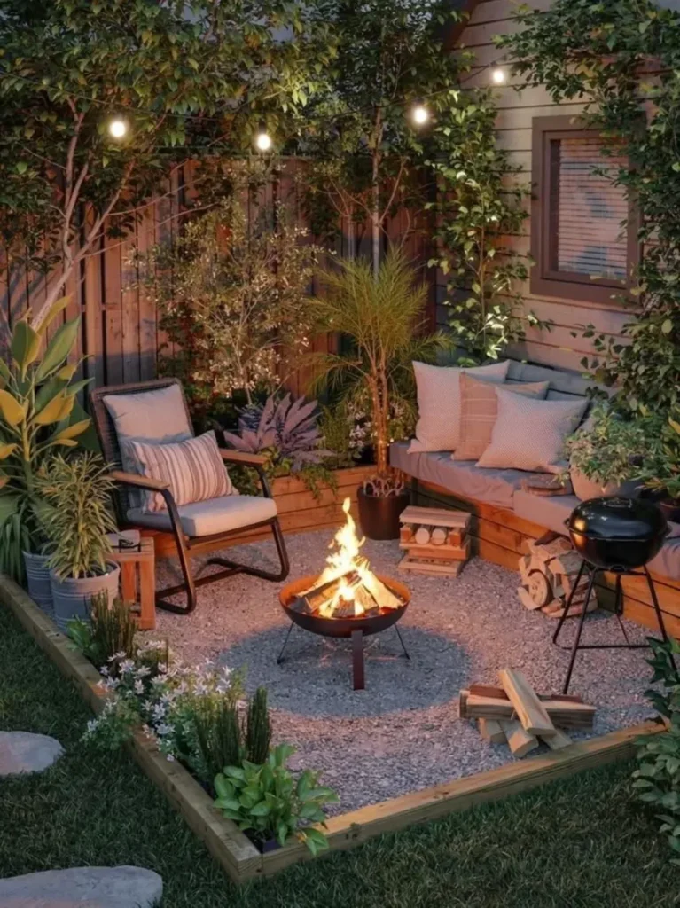cozy backyard fire pit garden
