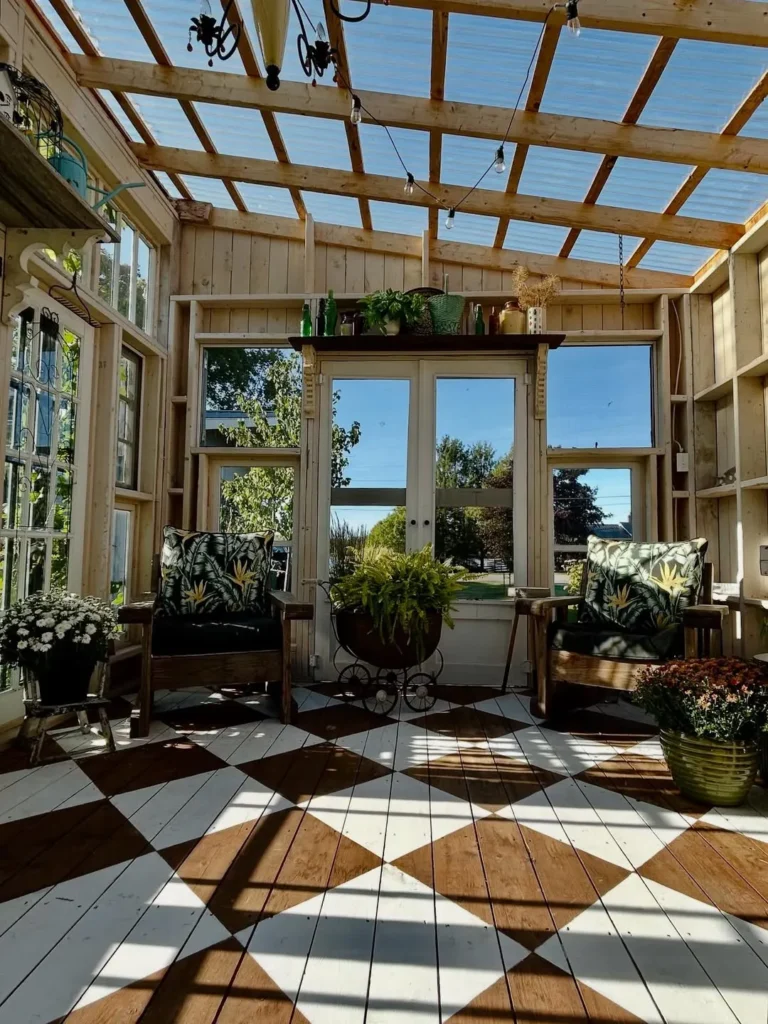 wooden design plant green house