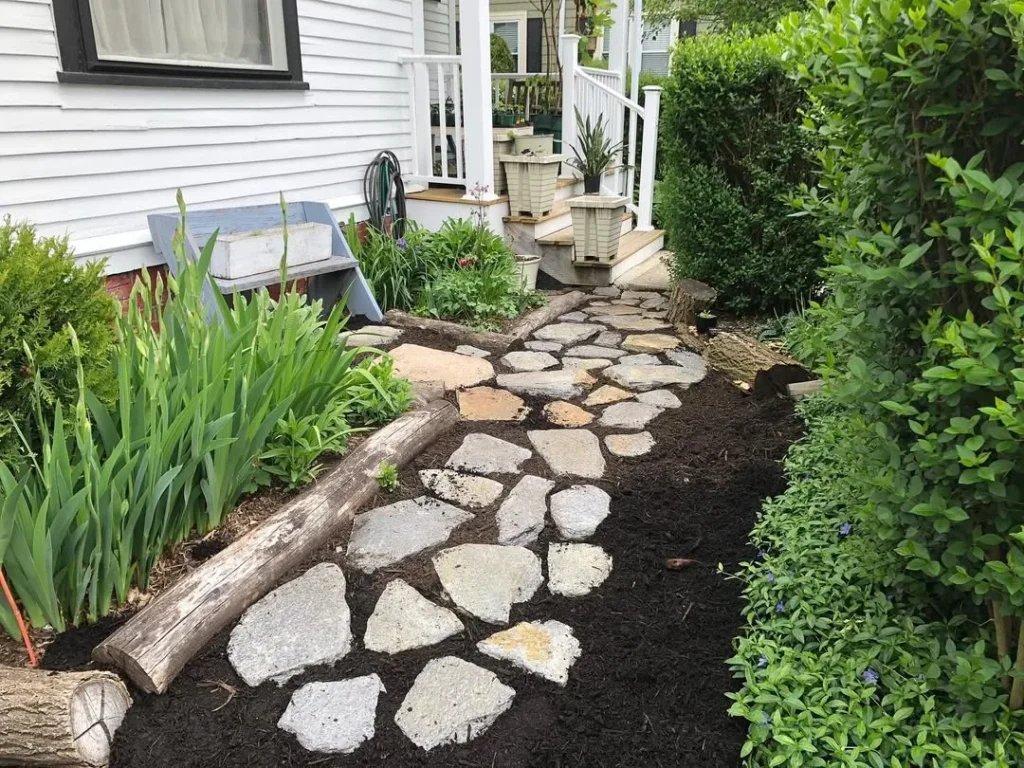 driveway to the front porch garden