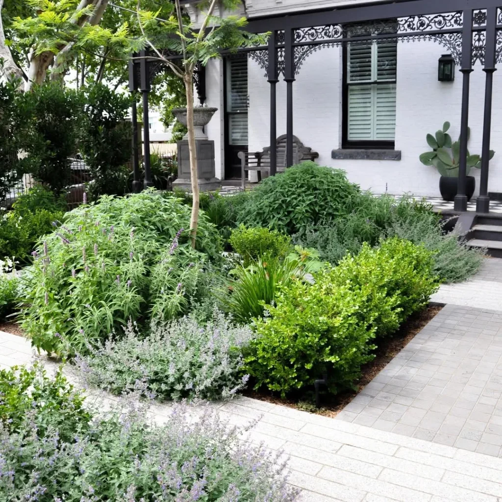 front garden a blend of bluestone sets combined with strips