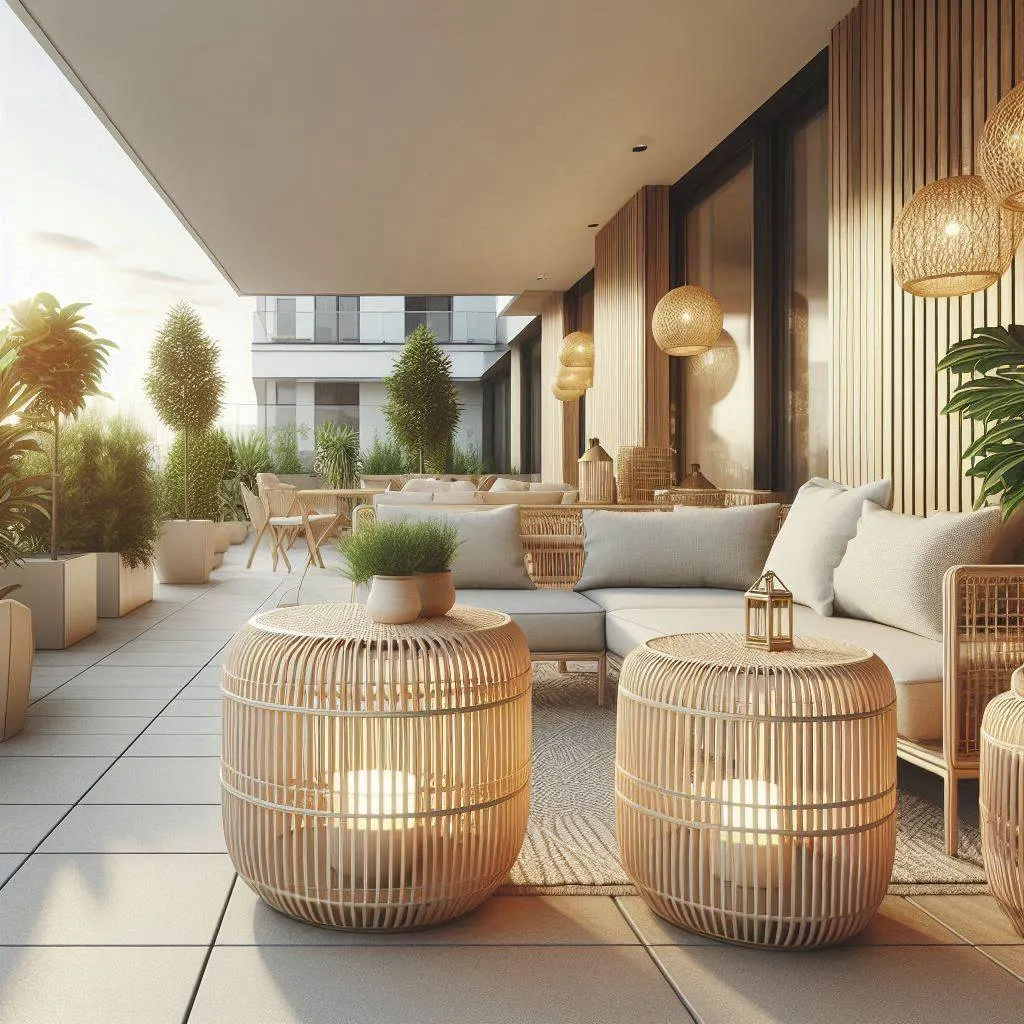 gold white wood colors in modern style patio ideas