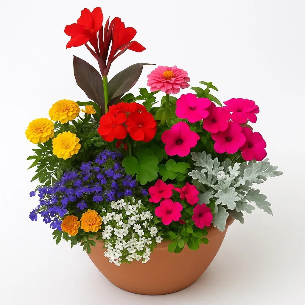 petunias and zinnias and marigolds