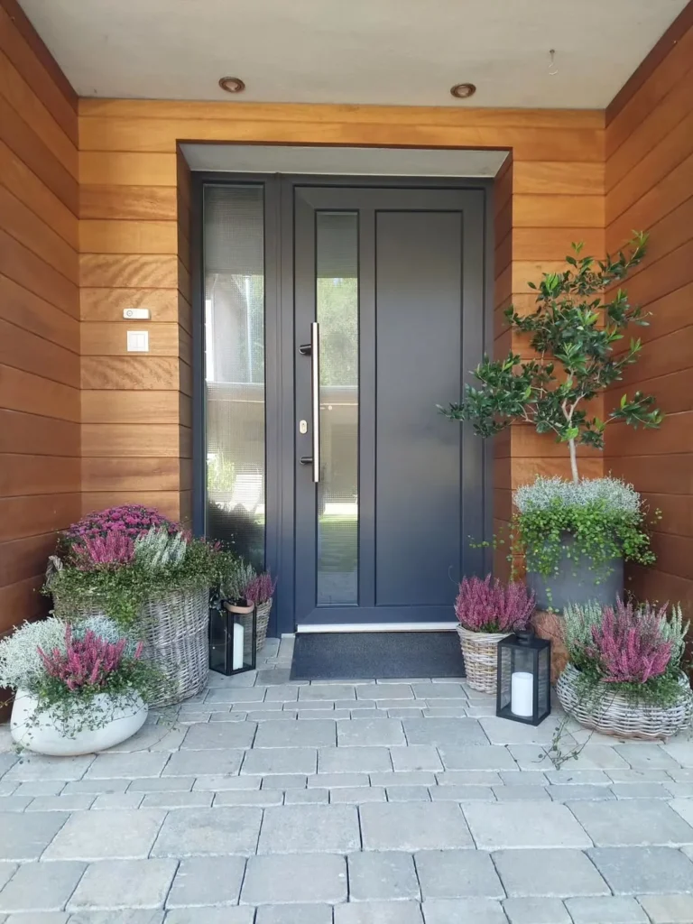 pink and white flower plant front porch ideas