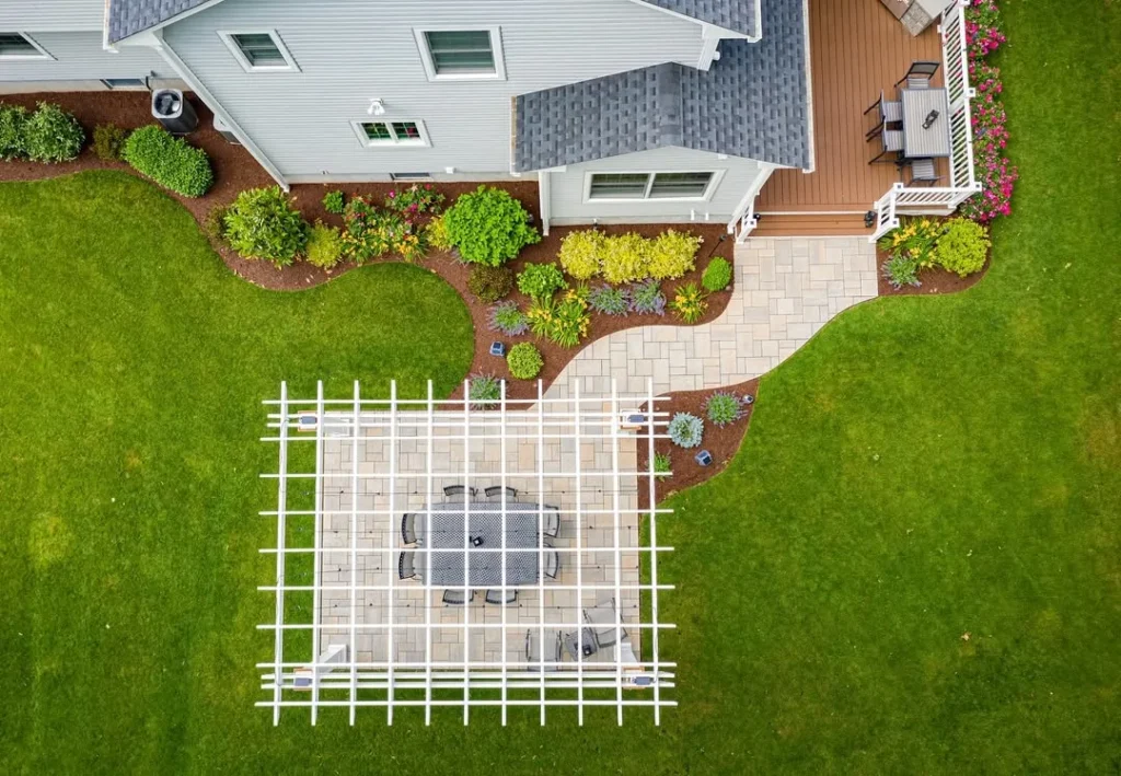 vibrant and varied plantings perfectly accent the walkway