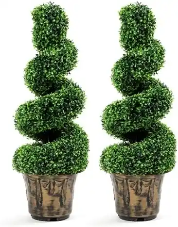 faux boxwood spiral topiary trees 1