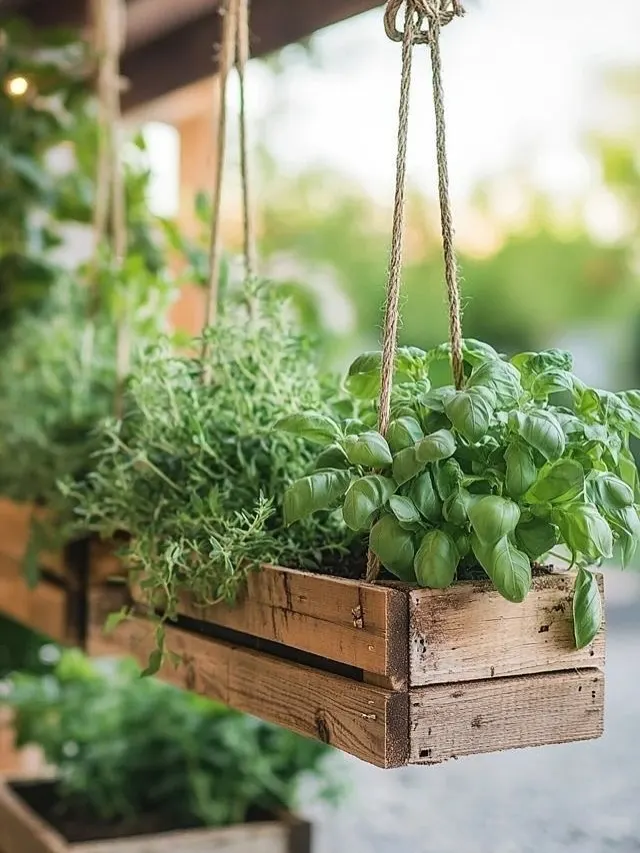 wooden hanging planters