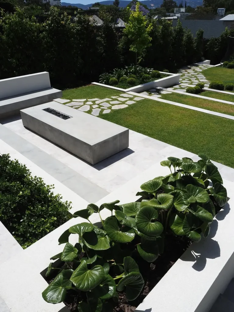 geometric paving stones backyard