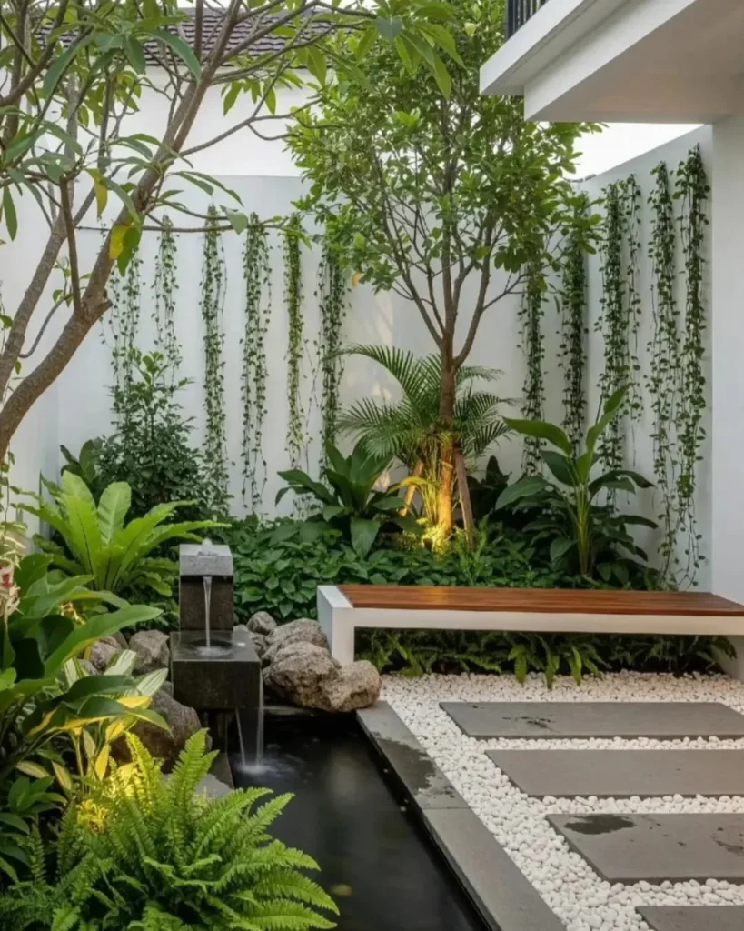 small fountain backyard