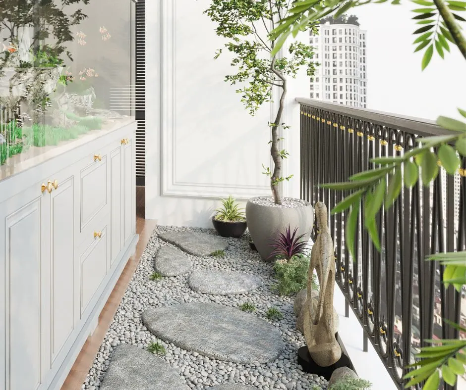 balcony zen corner garden