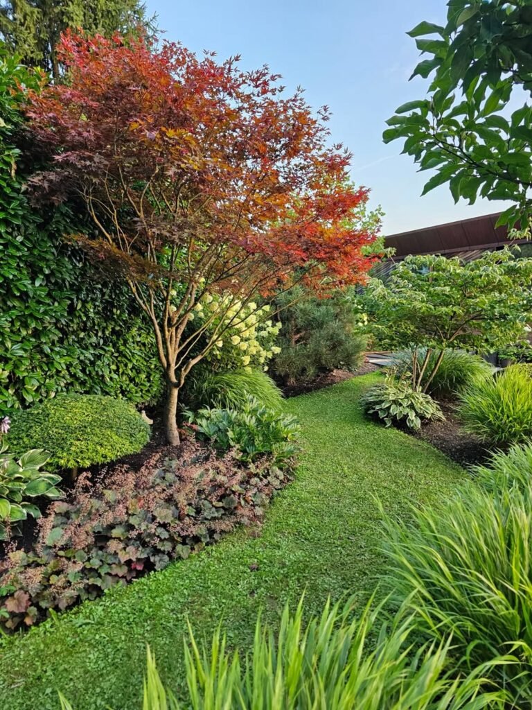 bedroom view garden in its summer green with a hint of red and white 💚💚💚. i
