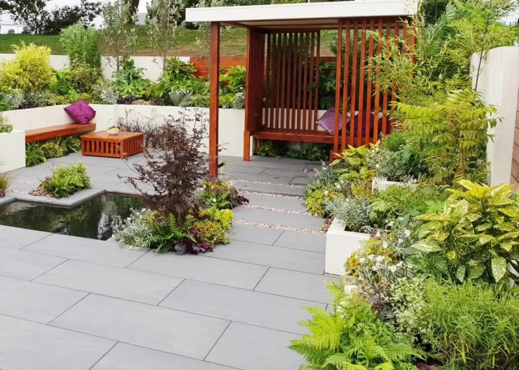 build in seating patio garden