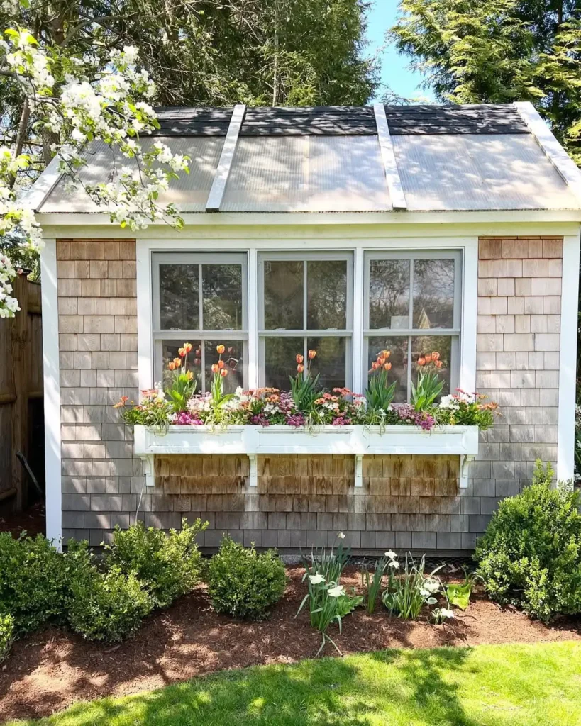 colorful window box flower garden