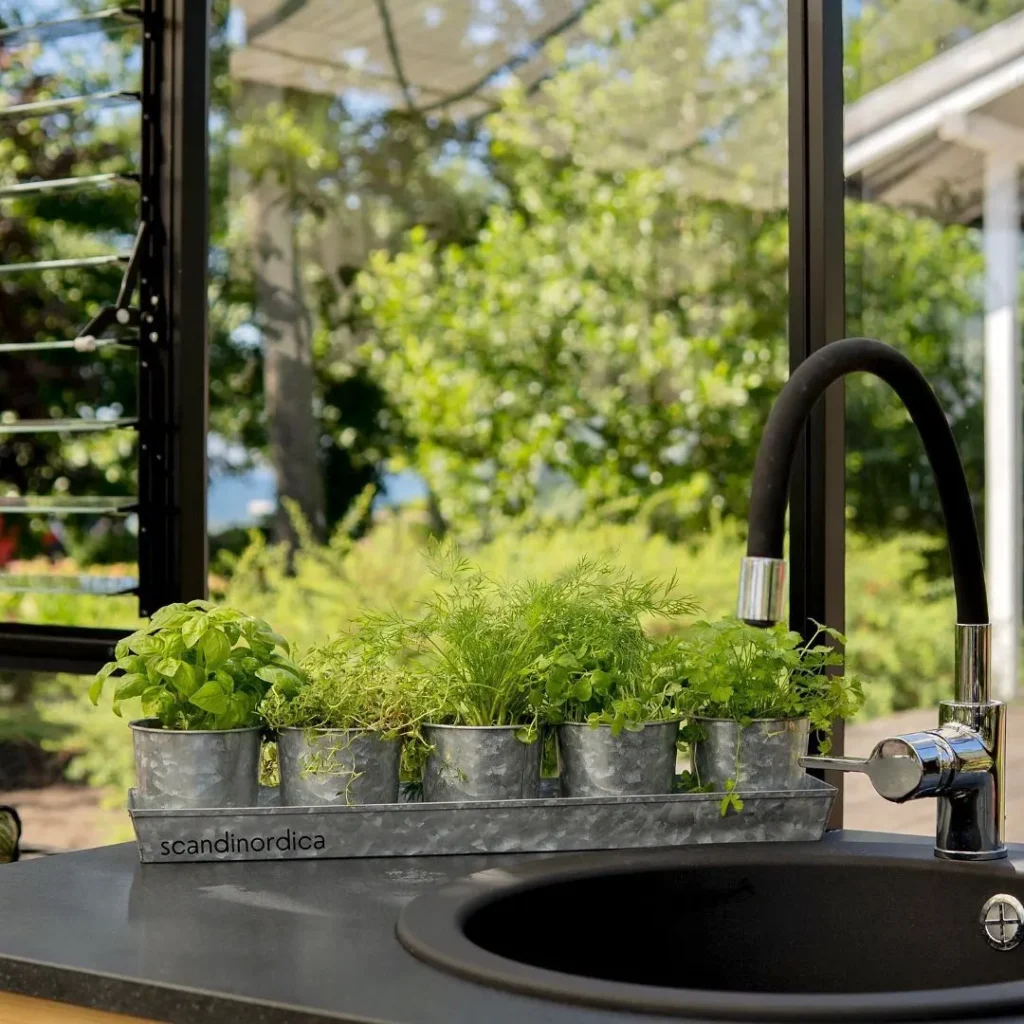 galvanized bucket herb set