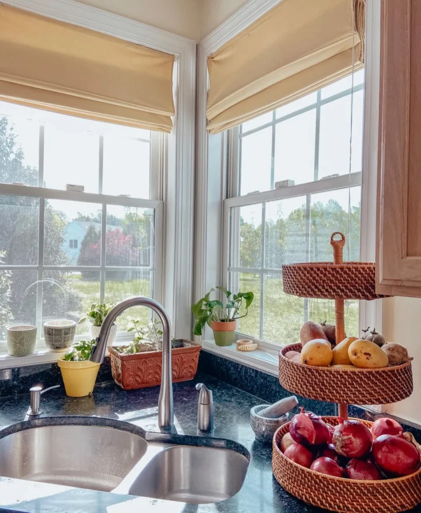 kitchen window herb display
