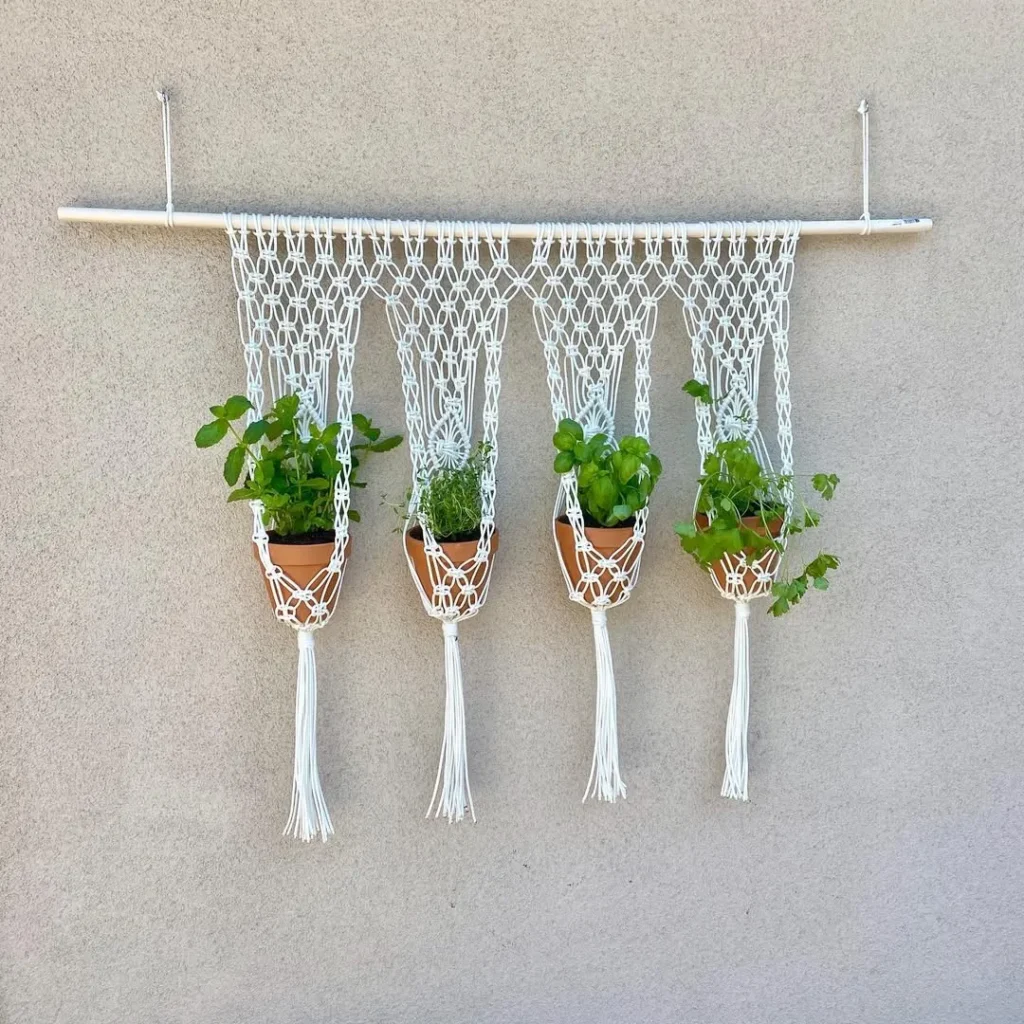 macrame hanging herb garden