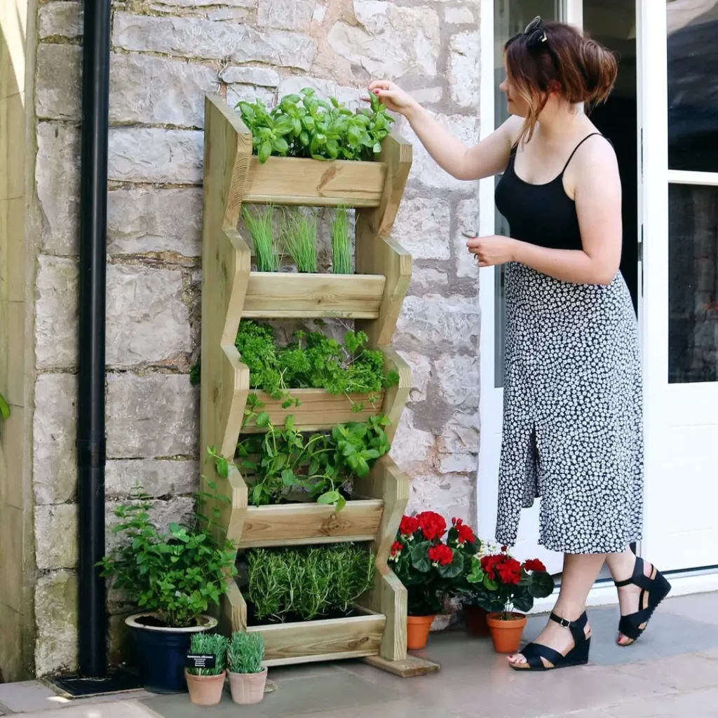 rustic herb shelf garden