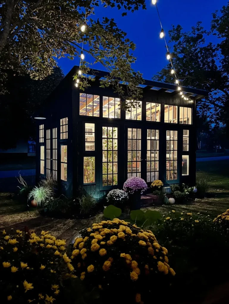 blooming dark garden house