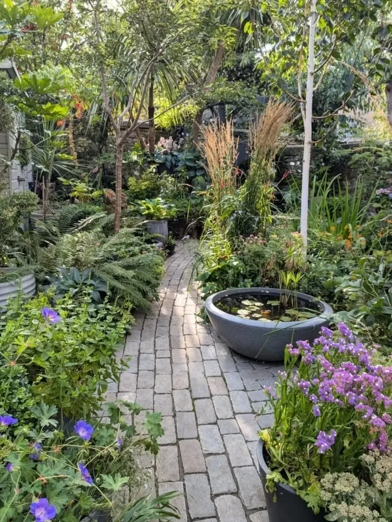 densely planted cozy garden