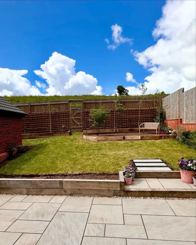 landscaped tiered rear garden