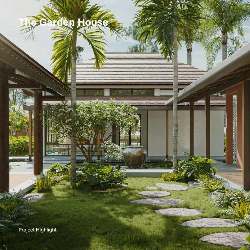 palm tree garden house