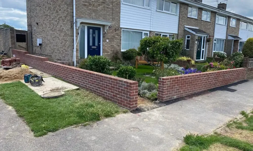 red bricks wall garden