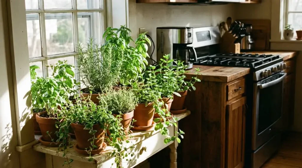 mini herb garden for kitchen windowsills