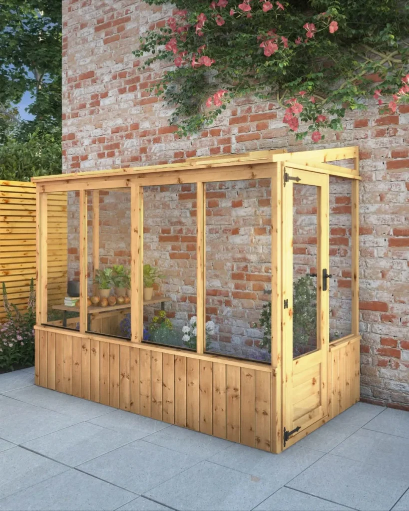 pent wooden greenhouse