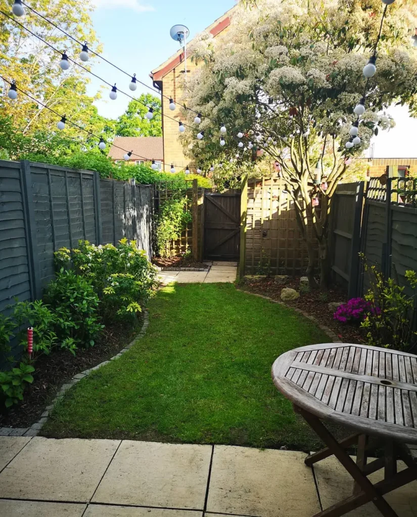 string light patio garden nook