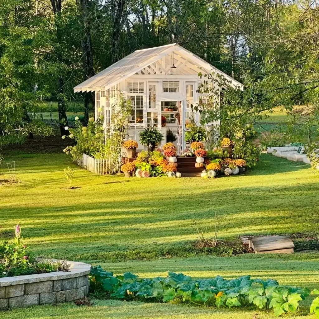 charming white greenhouse
