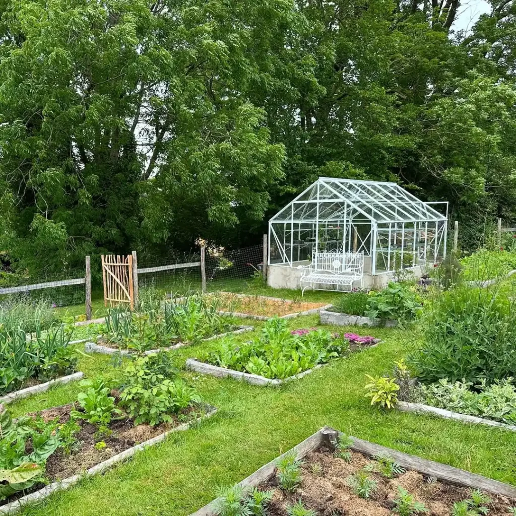white framed greenhouse
