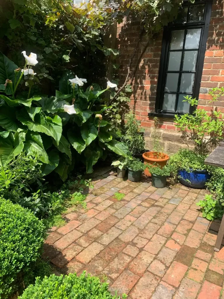 old red brick small garden design