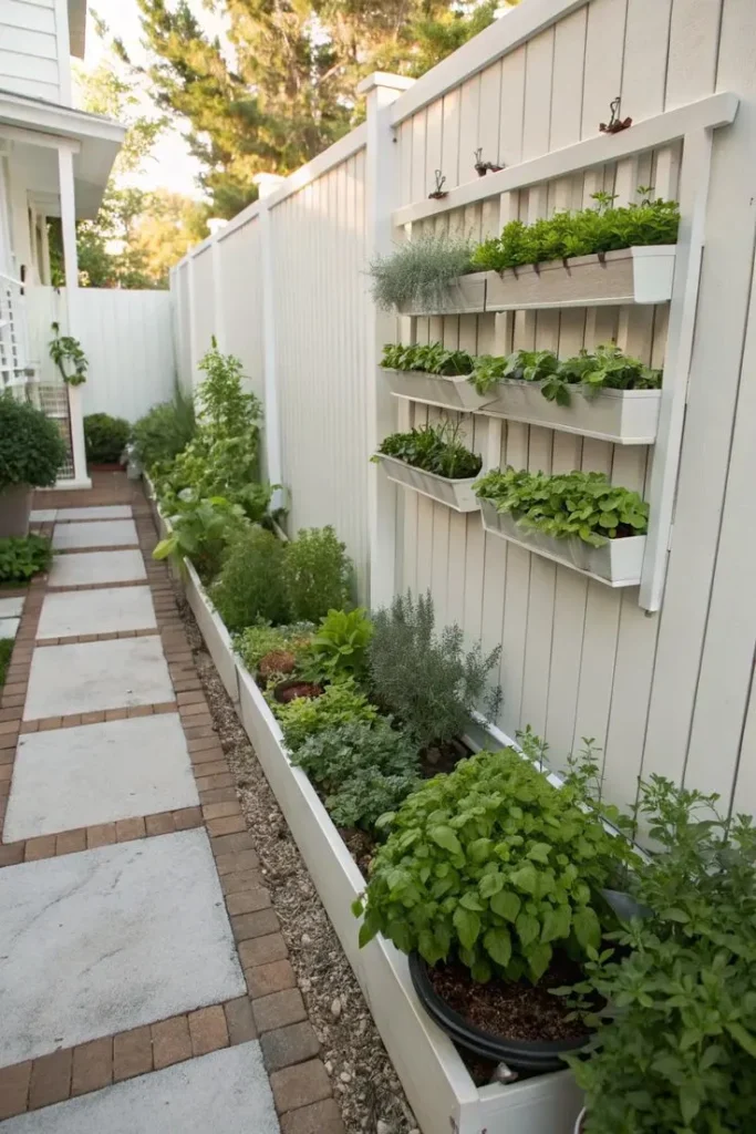 vertical with fence herb garden
